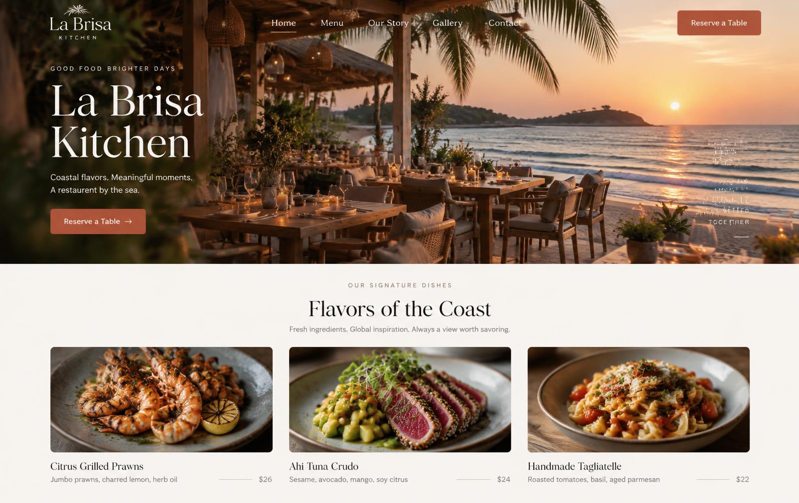 Demo restaurant website preview