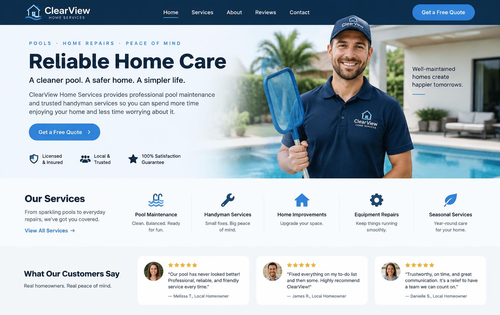 Demo local service business website preview